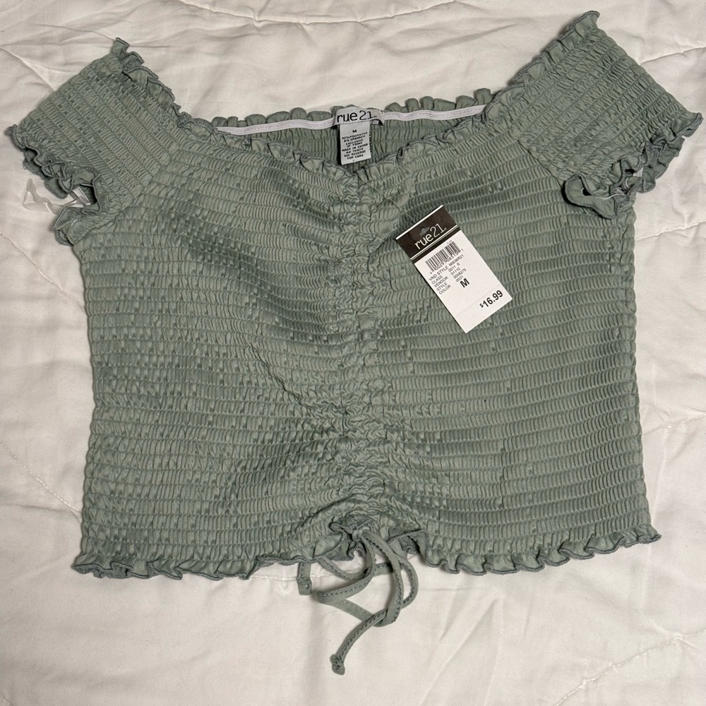 Rue 21 olive green off the shoulder top